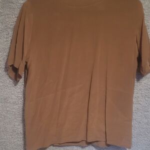 Anna And Frank 100% Silk Taupe/Camel Colored Blouse